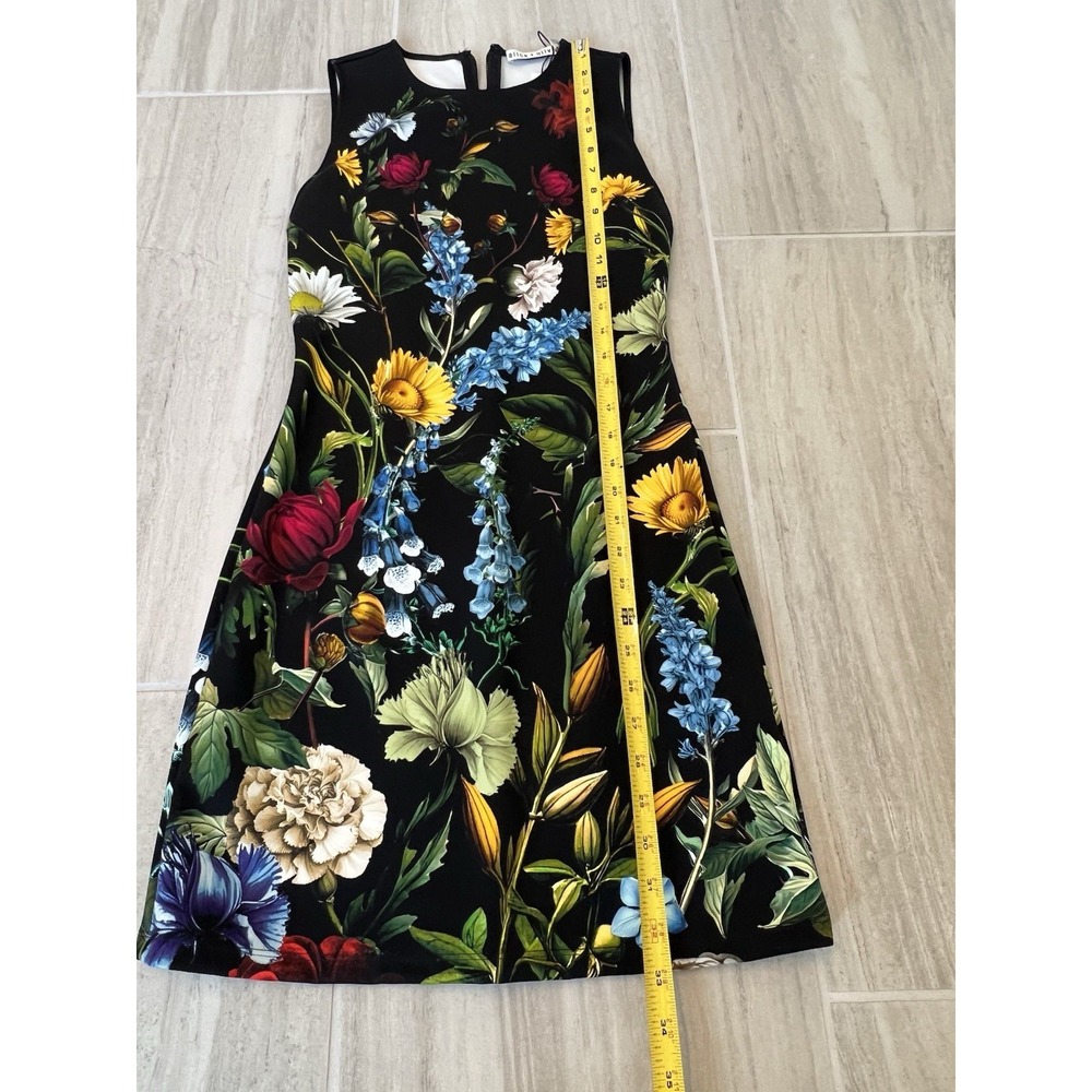 NWT Alice + Olivia Wynell A-line Mini Dress Black Floral Sleeveless Size 2 - Picture 11 of 13